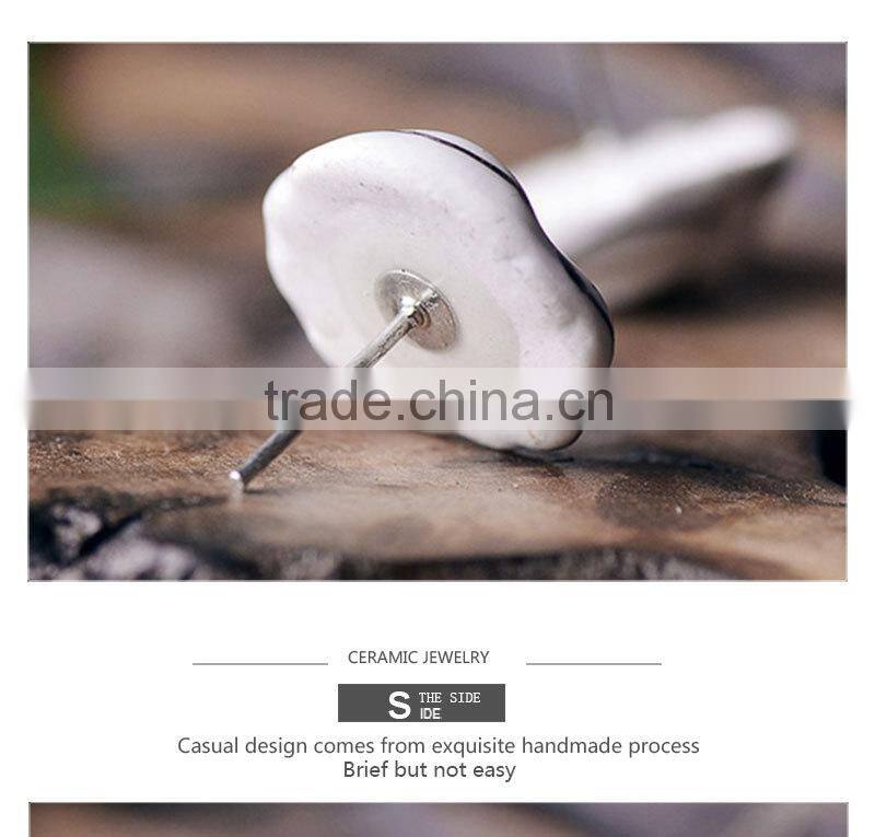 Fashion design flower white ceramic earrings CC-S006