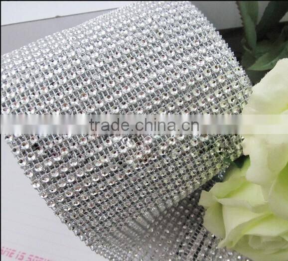 Wedding decorative 10yards acrylic diamond mesh wraps roll ,sparkle rhinestone ribbon