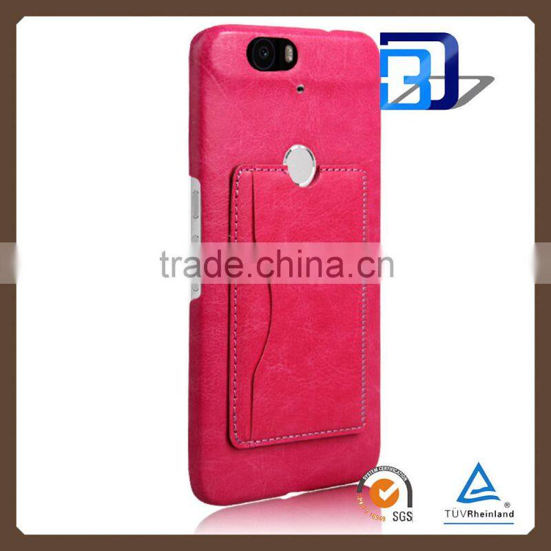 Ultra High Quality flip premium leather kickstand card pocket on back cover For Google Nexus 6P PU Leather case