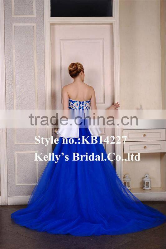 mock two piece dresses Embroidered bodice tull ball gown dresses china alibaba