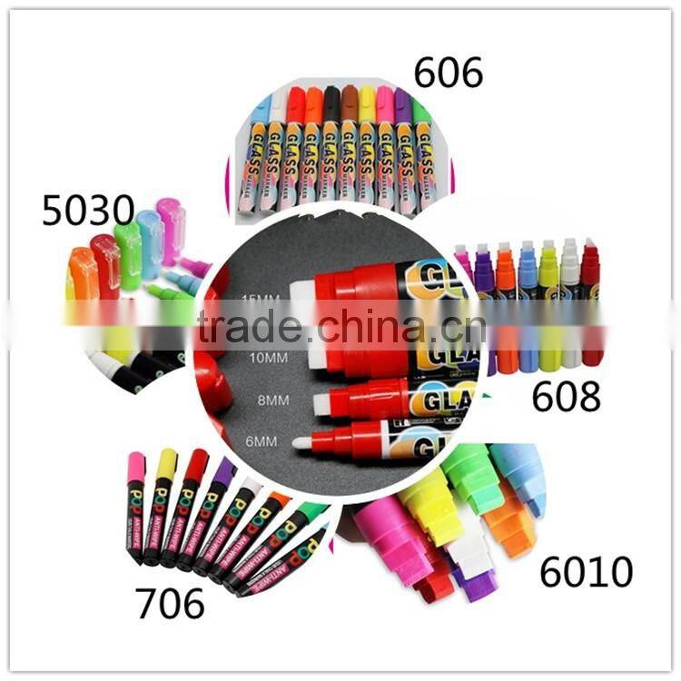 Kids Paint marker pen sales 3/6/8/10/15mm tips imported ink car painting liquid chalk markers 8-19colors 2017 unique markers