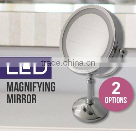 Double-Sided Makeup Mirror with LED Light , double led mirror , led table mirror