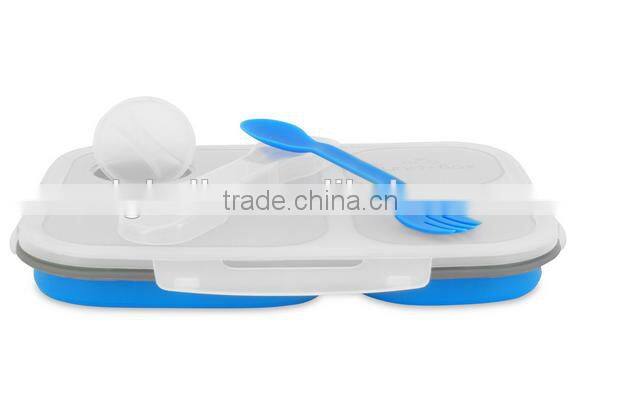 3 Compartments Lunch Box Silicone Kids Food Storage Boxes