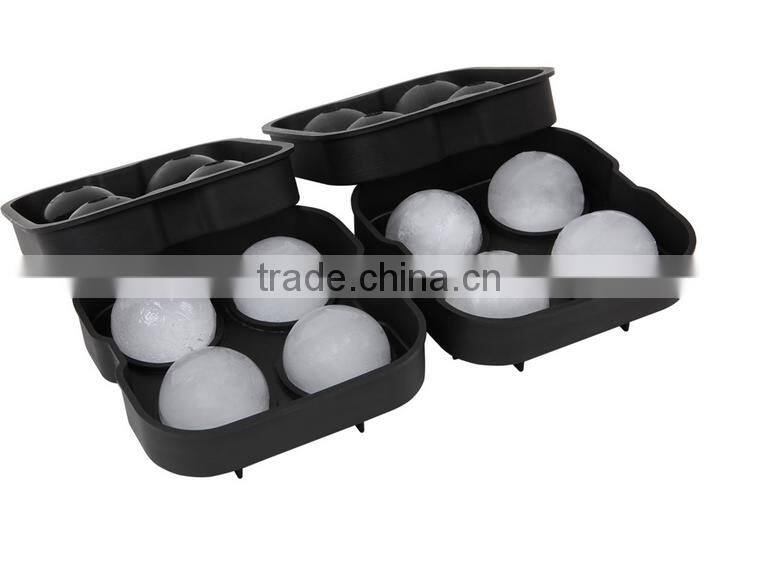 Hot Selling 4 cavities round silicone ice ball tray