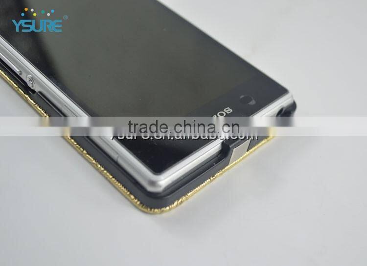 wholesale-luxury Tuhao gold leather phone case local tyrant gold case cover for sony Z1