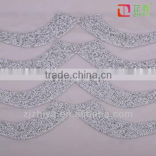 2014 crystal rhinestone neckline motif for wedding dresses