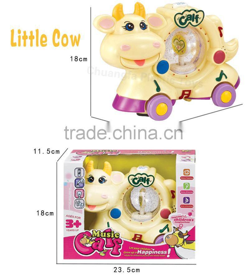 ABS plastic music calf toys with light box packing toys for kid