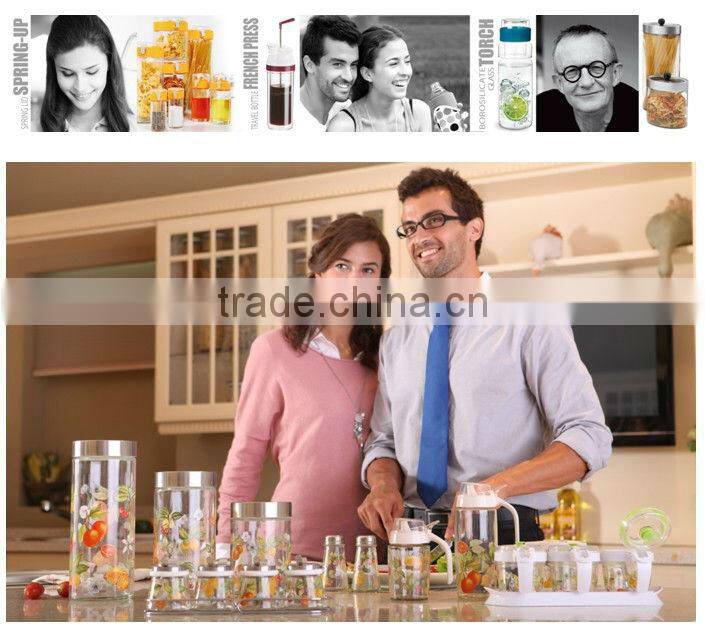 SINOGLASS 12 pcs Clear Glass Spice jar Rack Set