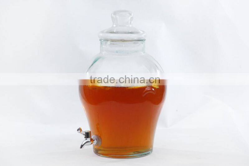 12L glass beverage dispenser with faucet and metal stand