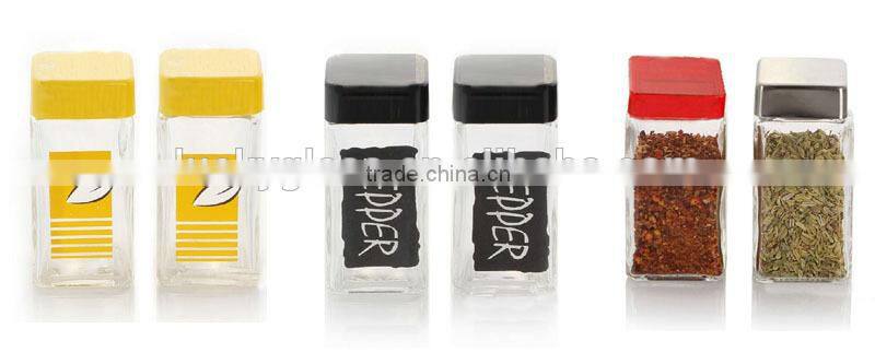 4pcs/set glass spice jars with stainless steel lid metal stand