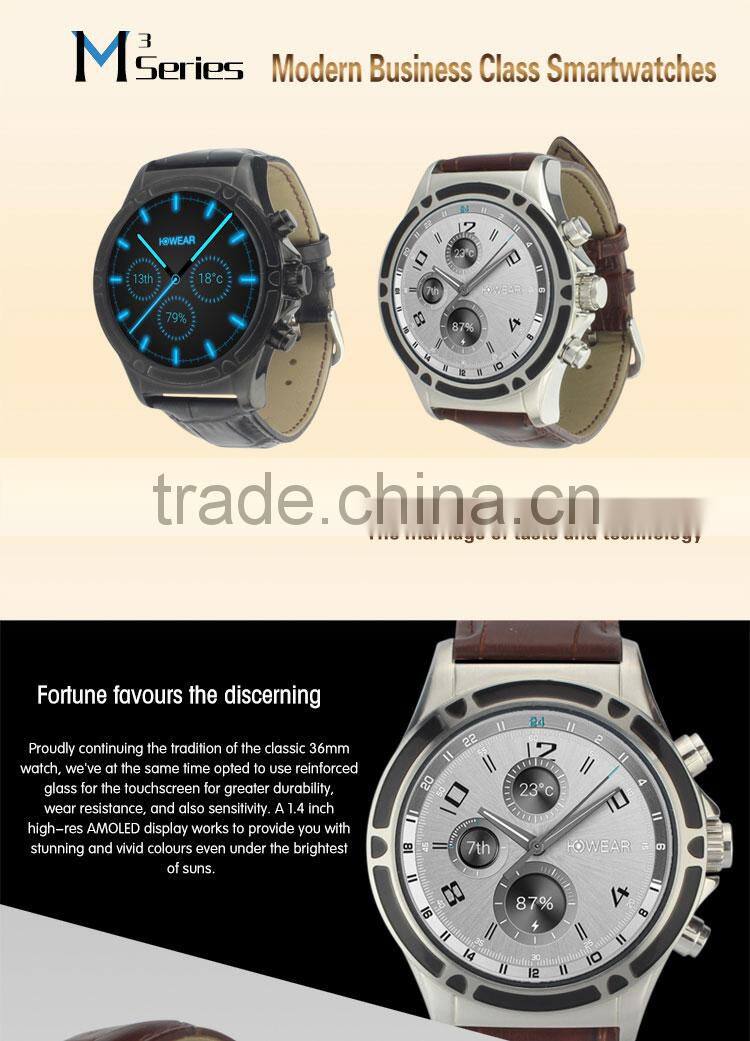 M3 series genuine leather strap howear OS android wear with android & IOS support