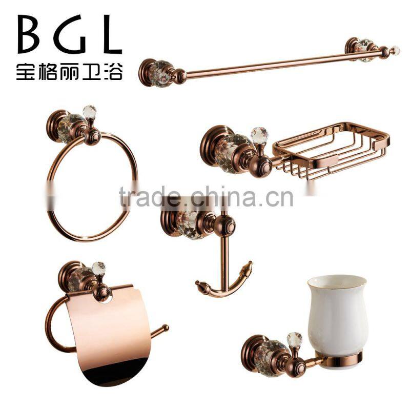 New design Brass and Crystal Gold finish Bathroom accessory 6pcs per set