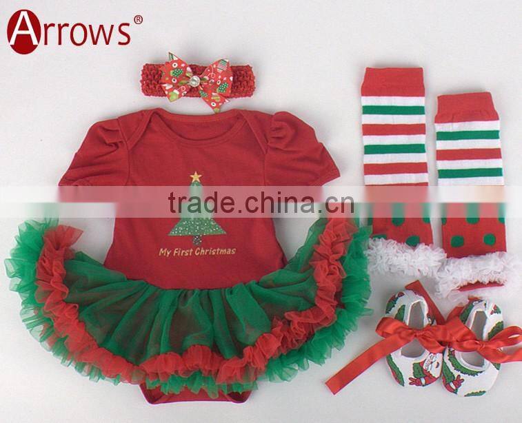 wholesale 2016 Boutique Christmas Santa Baby Clothes Little Girl Cloth Infant Skirt Outfit Holiday Newborn Romper Sets