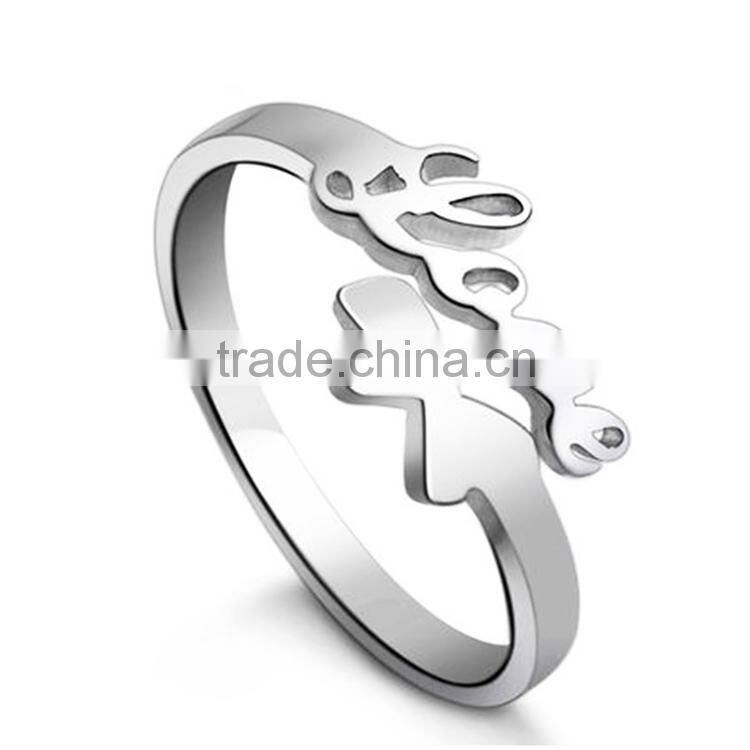 Love letter silver plated finger rings jewelry fashion white gold color simple ring china jewellery wholesale