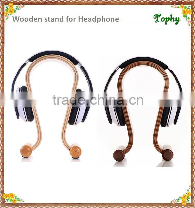 Wooden Headphone Display Stand For Headset Holder, High Quality Headset Display Holder Stand Wooden Headphone Stand