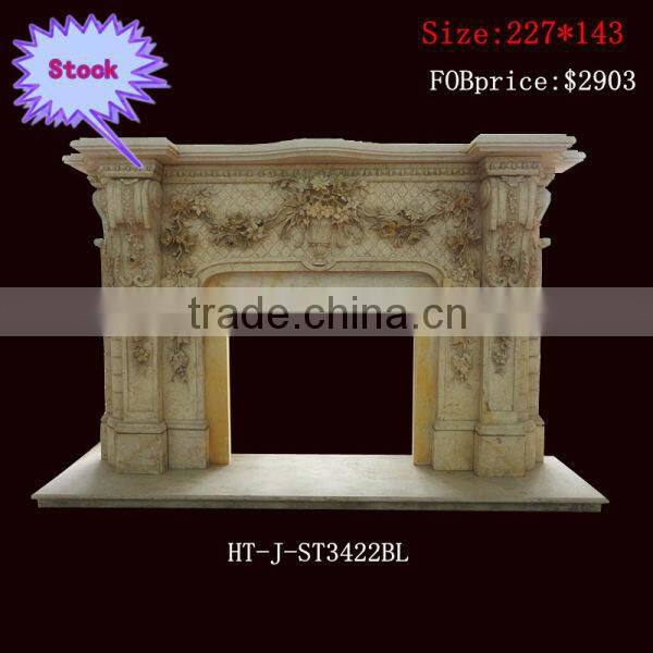Beige Marble fireplace Surround freestanding white electric fireplace wall mounted YF-HT-S-BL011
