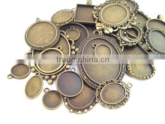 Europe+USA classical element photo flat handmade domed alloy DIY cabochons settings