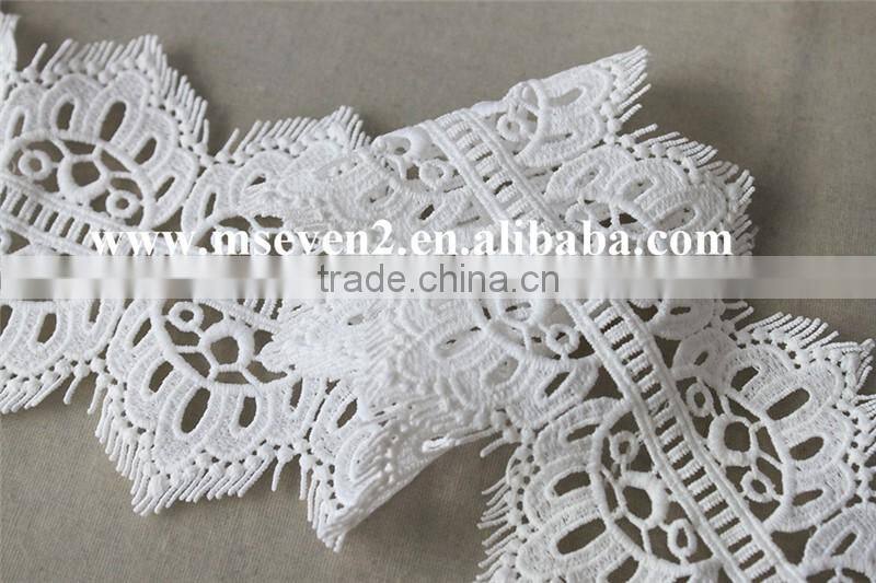 100 % polyester new fancy embroidery lace trim,scallop lace trim, eyelash crochet lace trim in white