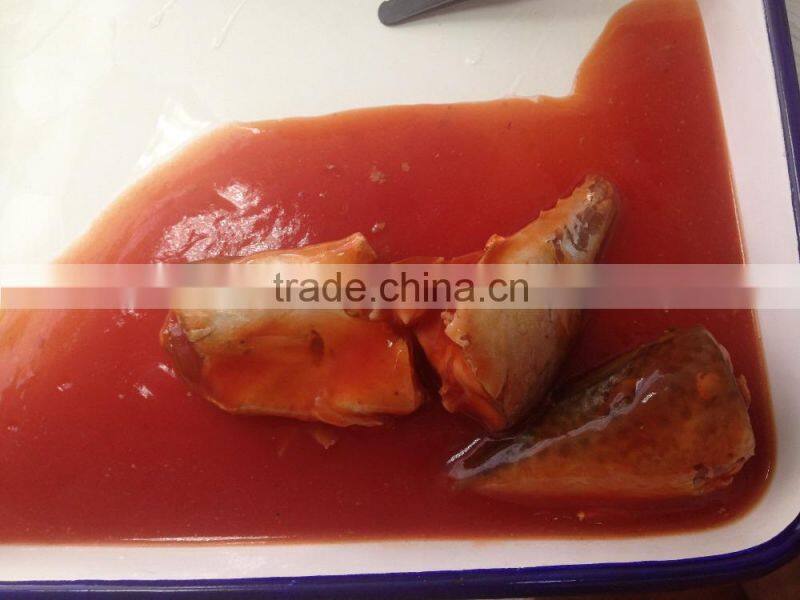 Good quality best price 425g canned mackerel fish in tomato sauce types of canned fish