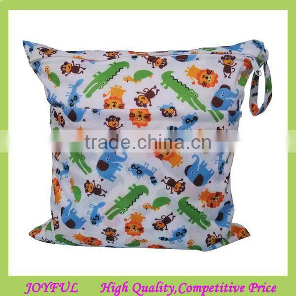 Solid zippered baby wet and dry cloth diaper bag