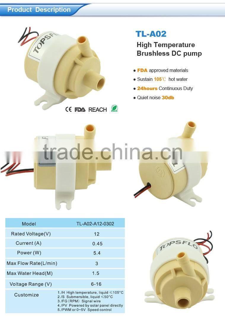 high temperature 100 Celsius FDA pumps in juice machine,drinking maker,pumps in water planting