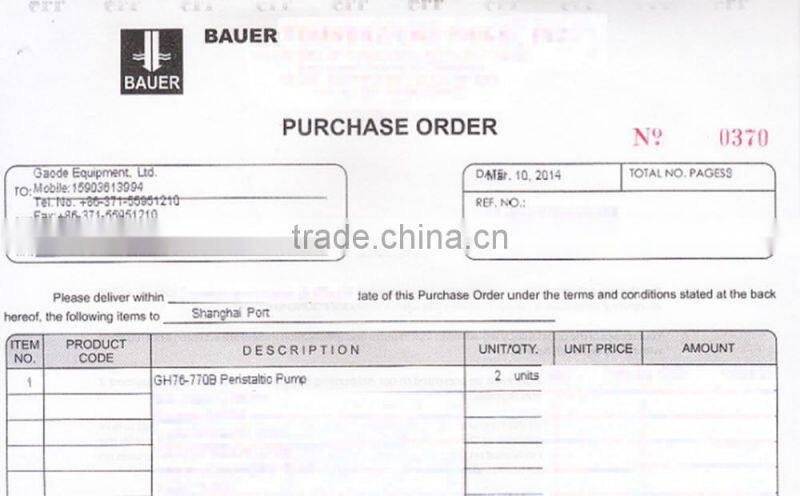 ISO OEM supplier Industrial GH series hose squeeze peristaltic pump