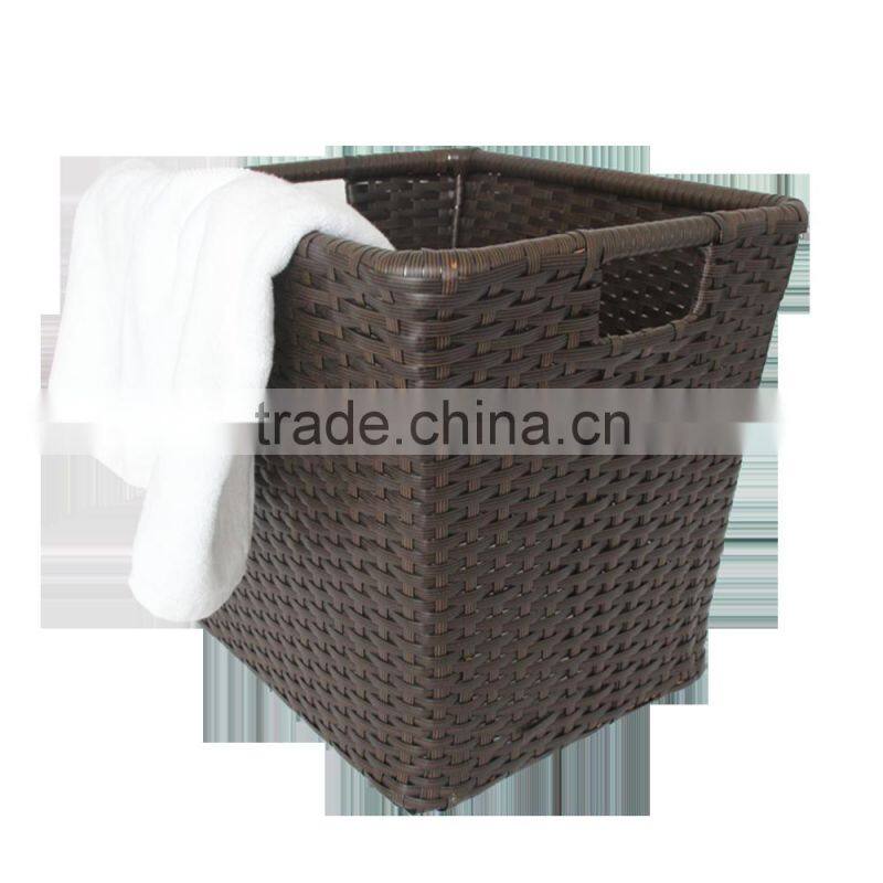 Durable waterproof pe rattan handmade woven baskets for laundry storage