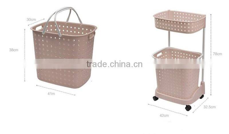 Plastic Household laundry basket clothing barrels Laundry Basket Sorter Care Rolling Cart