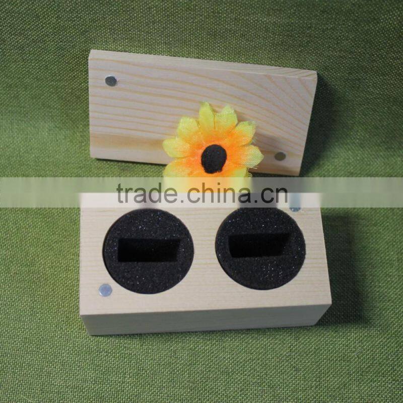 2017 new arrival top grade quality handmade unfinished wooden jewelry gift packing box for two rings with EVA and magnet