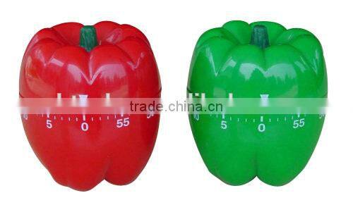 Plastic pepper shape different colors timer/plastic mechanical timer