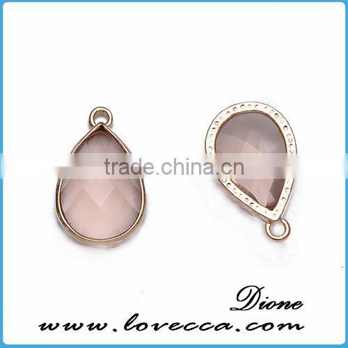 Purple decorative clear facted teardrop glass stone pendant with gold plated frame