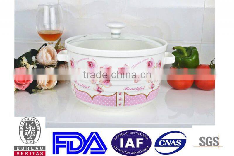9" Porcelain microwave pot with glass lid
