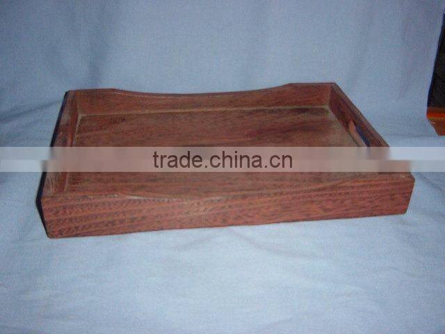 carbonized unfinished wooden tray sets with handles