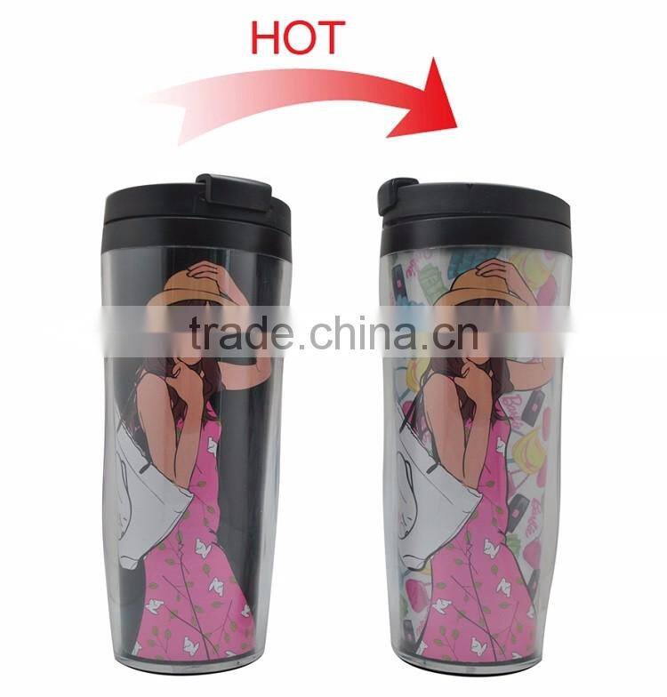 12oz Double Wall Plastic Travel Magic Mug with Custom Printing