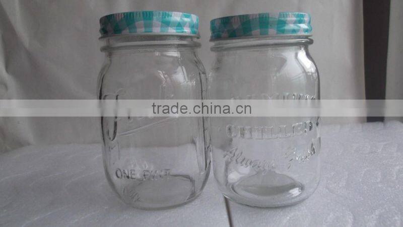 12oz 360ml Engraved printing design glass jar