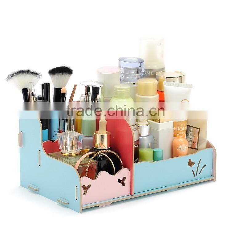 Korean box DIY desktop cosmetic storage box wooden makeup box