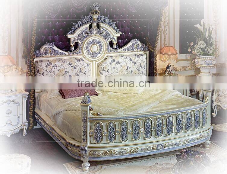 Super luxury antique hand made Italian Baroque french Louver Louis16 king size bedroom furniture