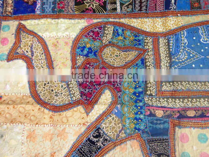 Indian Droplet Style Hanging Tapestry - Indian Antique Style Fabric Wall Decor Tapestry With Elephant Figure