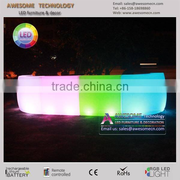 led lighted outdoor plastic sectional bar counter / outdoor bar table suite