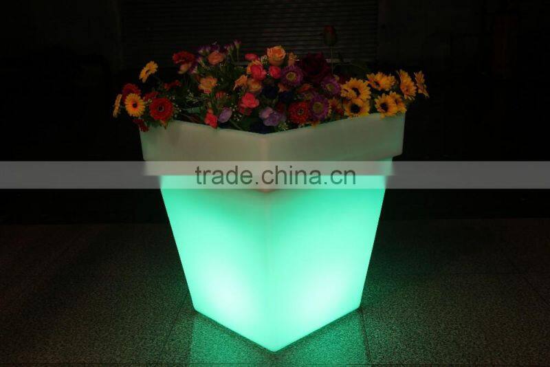 Plastic material led flower pot with IR remote control, plastic big outdoor led flower pots