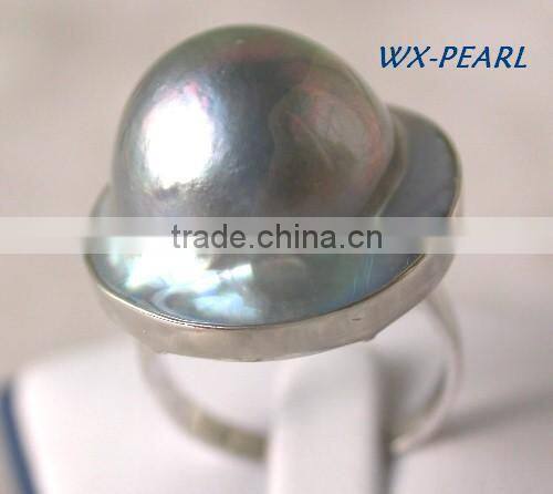 Latest Design Fashion Yellow Gold Lady Pearl Ring