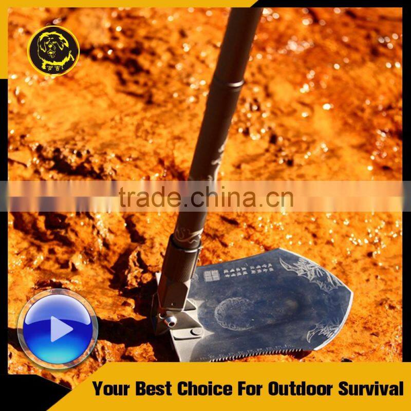 High-class All-in-one Garden Tool with Shovel Hoe Hammer Screw Driver Knife Fire Starter