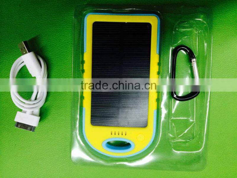 waterproof Solar power bank capacity 10000mAh with AC charger and USB cord for mobile phones and USB devicecs