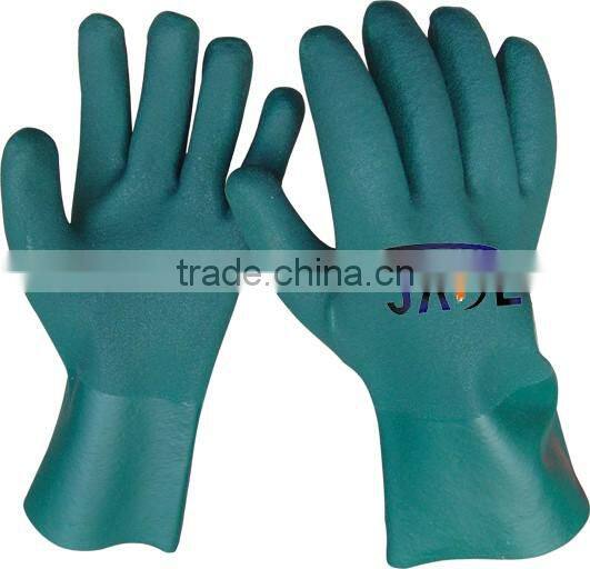 Blue PVC coated Oil resistant safety hand work gloves