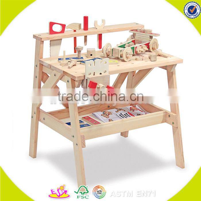 wholesale DIY pretend children wooden workbench toy interesting baby wooden workbench toy W03D028