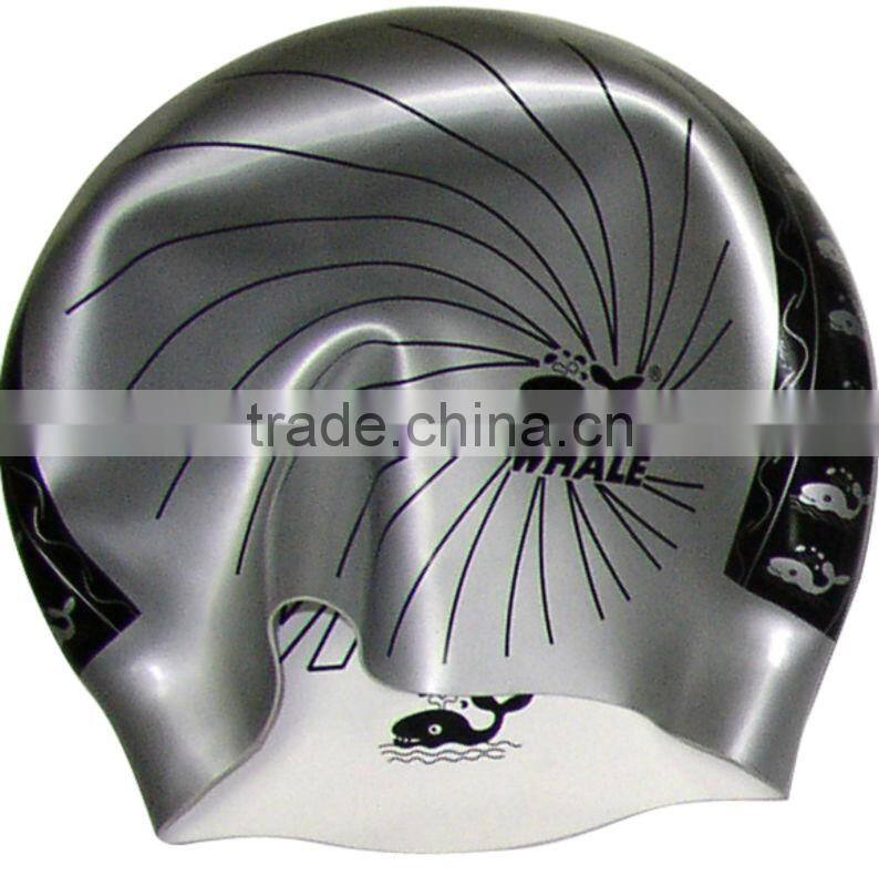 High quality waterproof custom logo printed silicone swimming cap and swim hat