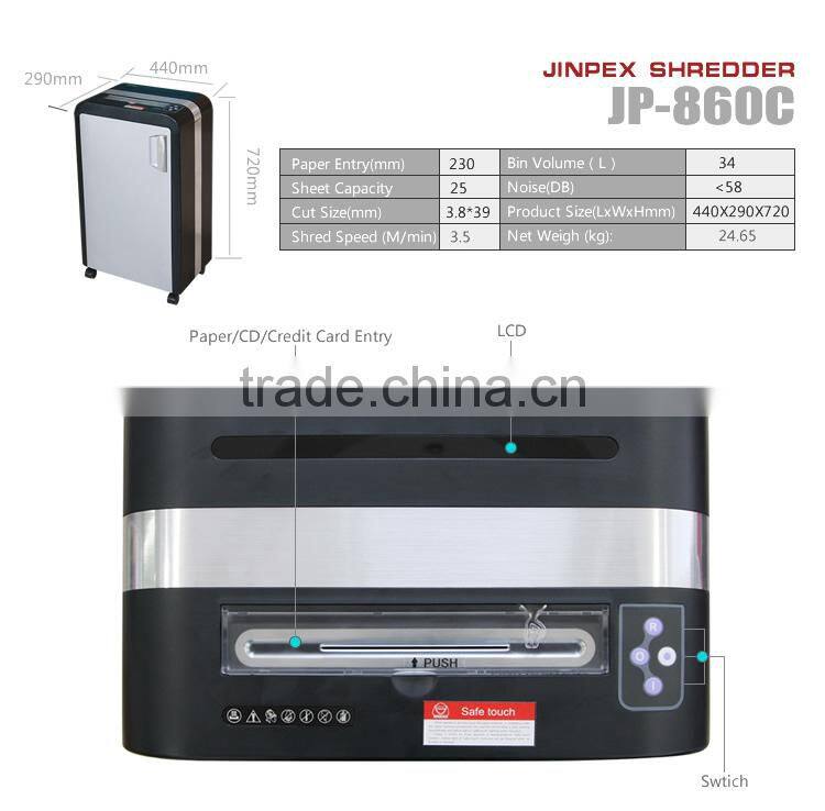 heavy duty paper shredder shred credit/CD/clip/staples 25 sheets