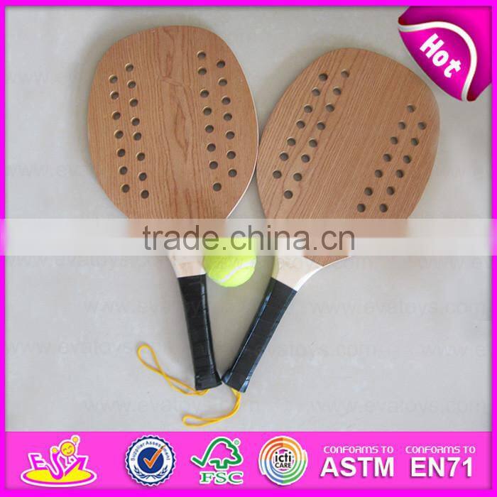 2015 High end wooden beach racket,Reasonable price wooden beach racket,Wooden Beach Racket Set 2 beach rackets 1 ball W01A116