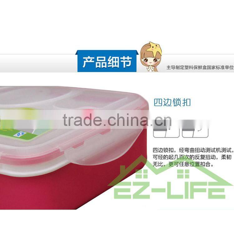 multifunctional BPA free plastic bento lunch box 4 compartments for adults with soup bowl