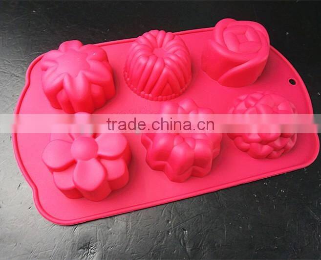 11031 Six flower shaped promotional gift silicone cake mold
